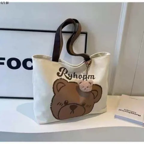 [HÀNG CÓ SẴN] Túi tote hình Gấu (36x30)cm sức chứa lớn đeo một vai hoạt hình phong cách Nhật bản (không kèm móc khóa)