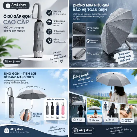 Ô DÙ GẤP GỌN MINI CÓ TAY CẦM  – NHỎ GỌN, TIỆN LỢI, BẢO VỆ HIỆU QUẢ
