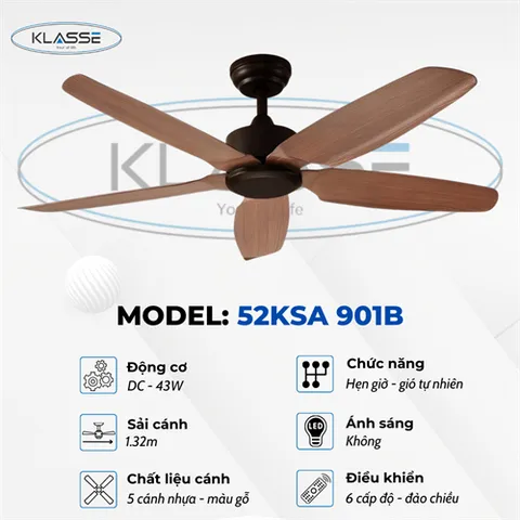 Quạt trần không đèn Klasse 52KSA 901B