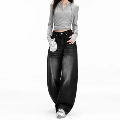 Quần jean dài - Quần jean / denim phong cách cá tính trendy thời thượng 2 màu form baggy ống thụng phối wash siêu bụi 21