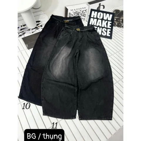 Quần jean dài - Quần jean / denim phong cách cá tính trendy thời thượng 2 màu form baggy ống thụng phối wash siêu bụi 21