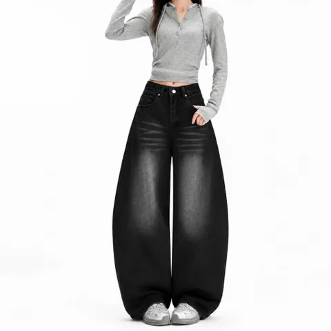 Quần jean dài - Quần jean / denim phong cách cá tính trendy thời thượng 2 màu form baggy ống thụng phối wash siêu bụi 21