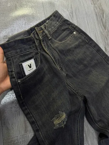Quần jean dài - Quần jean / denim ống rộng wash rách nhẹ siêu hot 3 màu phong cách retro, hàn quốc, cá tính, năng động