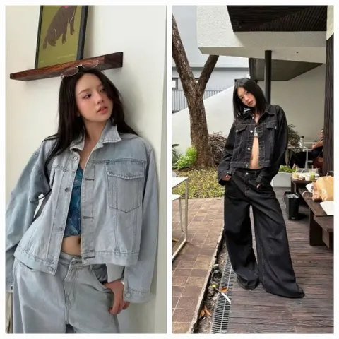 Áo khoác jean - Khoác jean tay dài cổ sơ mi form rộng túi hộp phong cách , hàn quốc, cá tính phối nhiều outfit cực bụi