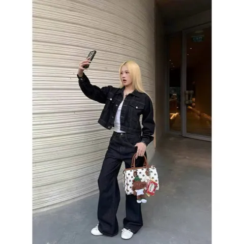 Áo khoác jean - Khoác jean tay dài cổ sơ mi form rộng túi hộp phong cách , hàn quốc, cá tính phối nhiều outfit cực bụi