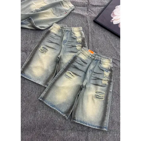 Quần Jean đùi - Quần Ngố nữ chất Jean / Denim wash khói rách siêu bụi phong cách năng động cá tính hiện đại MJ - LUV26