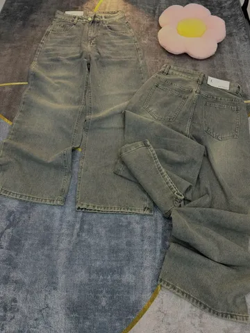 Quần jean dài - Quần jean/denim ống rộng dài 97cm wash bụi phong cách hàn quốc, cá tính, năng động phối nhiều outfit 09