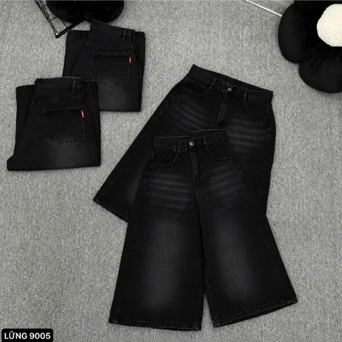 Quần Jean đùi - Quần Ngố nữ chất Jean / Denim đen wash khói bạc bụi, rách xước thời trang phong cách trẻ , cá tính JLC23