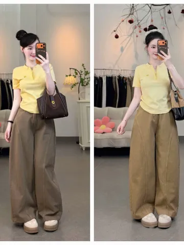 Quần jean dài - Quần dài 95CM chất KAKI form bí Ống Retro hàn quốc cá tính, thời trang  đi chơi, cafe phối đồ xinh