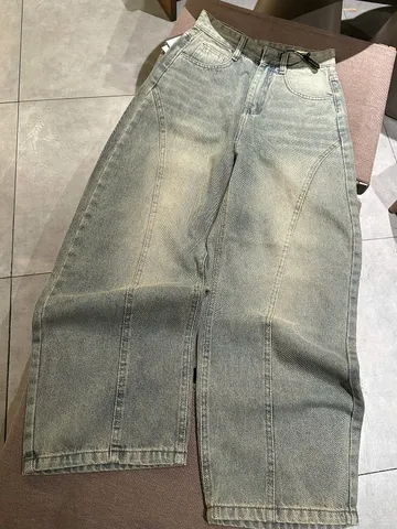 Quần jean dài - Quần Jean wash bụi form bí Ống dài 98 cm Retro hàn quốc cá tính, thời trang năng động đi chơi, cafe