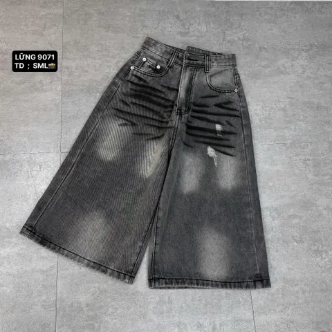 Quần jean đùi - Quần jean ngố cá tính, năng động phong cách đường phố, retro, quần ngố wash xước vệt sơn đen độc lạ LC29