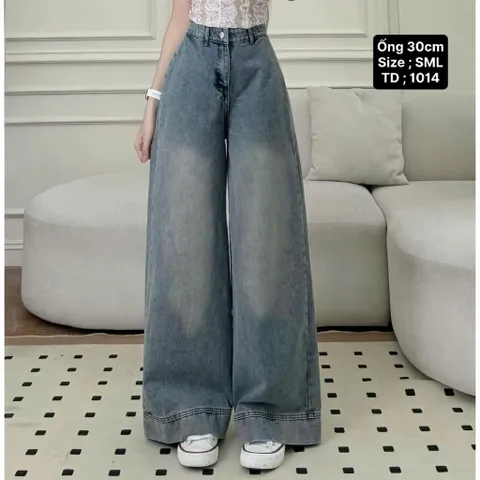 Quần jean dài - Quần jean / denim ống rộng wash phối viền lai siêu hot phong cách retro, hàn quốc, cá tính, năng động