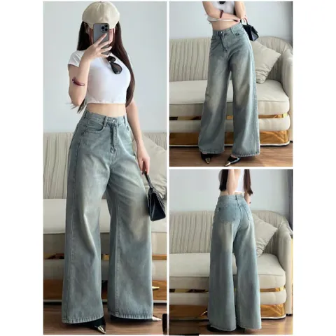 Quần jean dài - Quần jean/denim ống rộng wash đậm basic ống 30-35cm phong cách retro, hàn quốc,cá tính, năng động chất