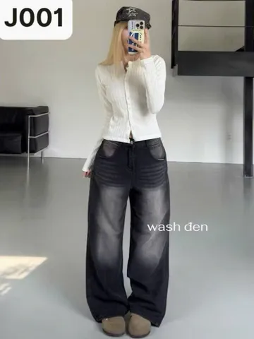 Quần jean dài - Quần jean/denim ống rộng 28 cm tôn dáng nhiều màu phong cách retro, hàn quốc, cá tính, năng động cafe