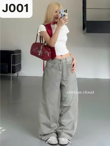 Quần jean dài - Quần jean/denim ống rộng 28 cm tôn dáng nhiều màu phong cách retro, hàn quốc, cá tính, năng động cafe