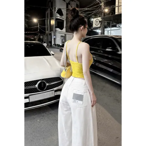 Quần jean dài - Quần jean nữ basic ống suông màu trắng thời trang phong cách tối giản dễ phối nhiều outfitn xinh - MLC24