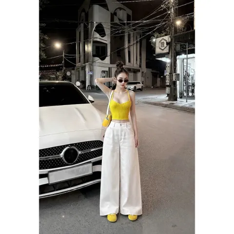 Quần jean dài - Quần jean nữ basic ống suông màu trắng thời trang phong cách tối giản dễ phối nhiều outfitn xinh - MLC24
