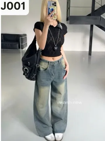 Quần jean dài - Quần jean/denim ống rộng 28 cm tôn dáng nhiều màu phong cách retro, hàn quốc, cá tính, năng động cafe