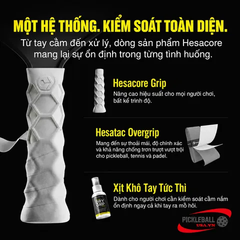 Chai Xịt Khô Tay Hesacore Dry Grip Spray 50ml – Tăng Độ Bám Tay, Chống Trơn Trượt Khi Chơi Pickleball Tennis Cầu Lông
