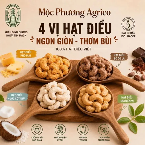 HẠT ĐIỀU CAO CẤP (Hàng Xuất khẩu) Phomai,Chocolate,Cốt dừa,Ng Vị) Rang thơm giòn rụm, hỗ trợ ăn kiêng - Hộp tròn 250 gam