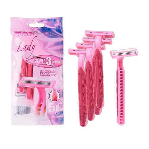 Combo 5 dao cạo râu Max Lady 3 lưỡi bằng thép không gỉ chất lượng cao