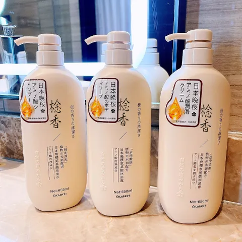 Dầu gội dầu xả Okanen hương cherry chống gàu kiểm soát dầu làm mềm tóc 650ml