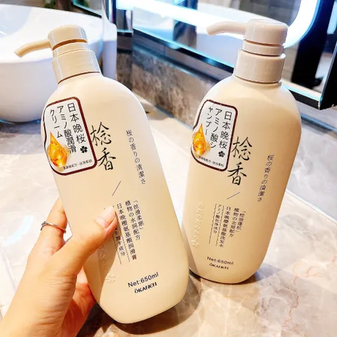 Dầu gội dầu xả Okanen hương cherry chống gàu kiểm soát dầu làm mềm tóc 650ml