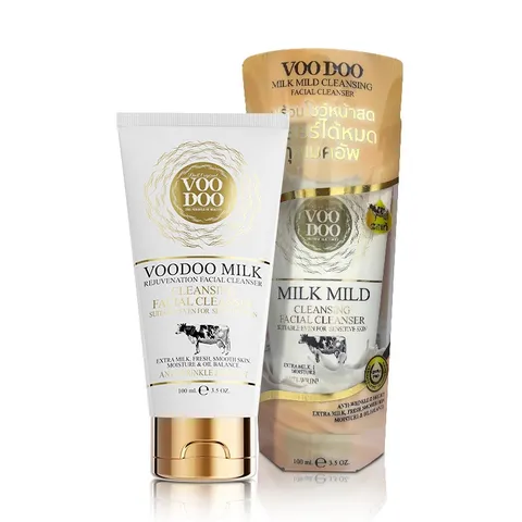 Sữa rửa mặt trắng da tẩy trang 2in1 VooDoo Premium Milk Cleansing Makeup Removers Thái Lan 100ml