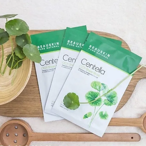 5 miếng mặt nạ rau má dưỡng da giảm mụn, se khít lỗ chân lông Beauskin Cica Centella Sheet Mask 30ml