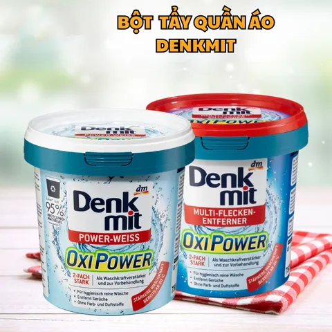 Bột tẩy vết bẩn quần áo trắng Denkmit Oxi Power Đức Hộp 750gr