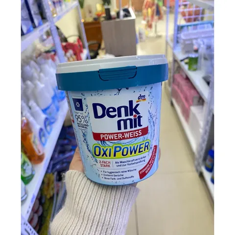 Bột tẩy vết bẩn quần áo trắng Denkmit Oxi Power Đức Hộp 750gr