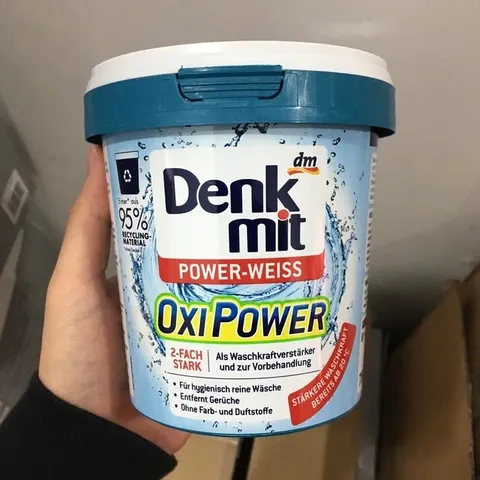 Bột tẩy vết bẩn quần áo trắng Denkmit Oxi Power Đức Hộp 750gr
