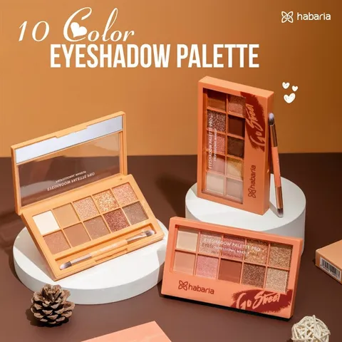 Bảng Phấn Mắt 10 Ô Habaria Colors Eyeshadow Palette Có Kèm Chổi, Tone Màu Trendy - Tone màu 03