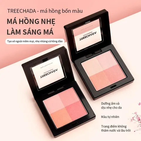 Bảng phấn mắt và phấn má 4 Màu Treechada Thái Lan 10g Lên Màu Chuẩn, Mịn Mượt, Bền Màu Suốt Ngày Dài