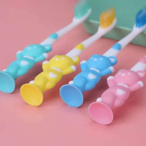 Túi 4 bàn chải đánh răng lông tơ hình gấu siêu mềm cho bé