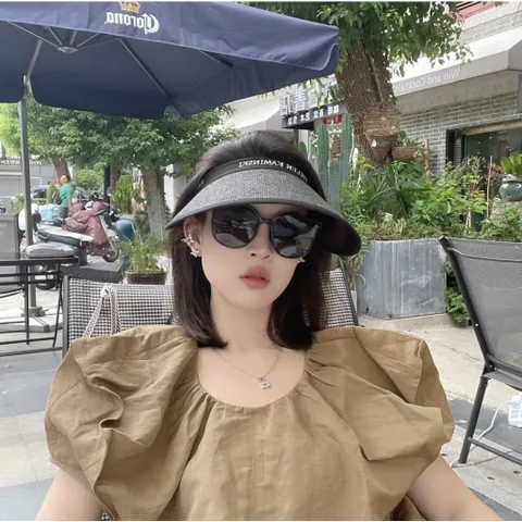 Mũ cói rộng vành chống tia UV HEELN KIMA NSKL chống nắng nửa đầu mũ cói đi biển che nắng