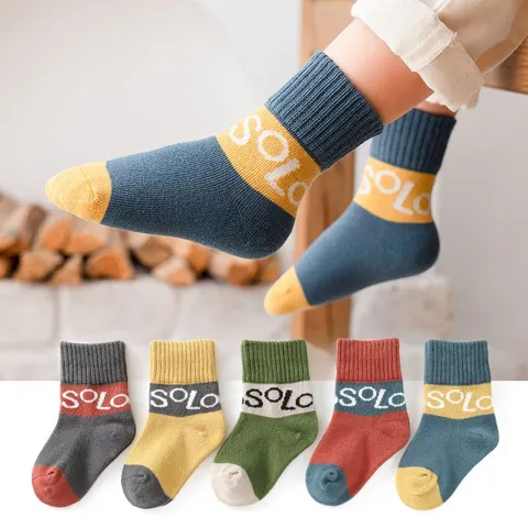 Set 5 đôi tất cotton cho bé SOLO dễ thương cho bé trai từ 2-13 tuổi