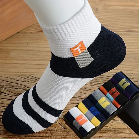 Combo 5 đôi tất nam cổ trung cotton dày dặn thấm hút tốt vớ nam thoáng khí khử khuẩn Chữ T co dãn