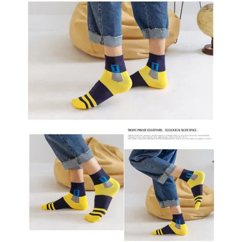 Combo 5 đôi tất nam cổ trung cotton dày dặn thấm hút tốt vớ nam thoáng khí khử khuẩn Chữ T co dãn