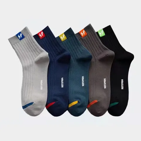 Combo 5 đôi tất nam cổ cao thể thao Hàn Quốc vớ nam cao cấp co giãn 4 chiều