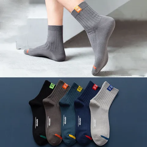 Combo 5 đôi tất nam cổ cao thể thao Hàn Quốc vớ nam cao cấp co giãn 4 chiều