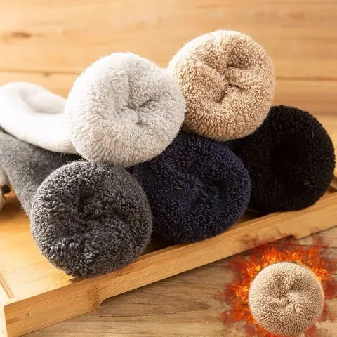 Combo 5 đôi Tất len nam lót bông dày dặn dành cho mùa đông (vớ nam dày lót bông đi tuyết)