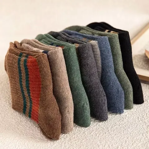 Set 5 đôi tất vớ nam cổ trung sọc ngang nhiều màu sắc, chất liệu cotton khử mùi thoáng khí