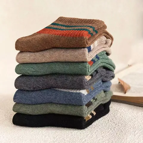 Set 5 đôi tất vớ nam cổ trung sọc ngang nhiều màu sắc, chất liệu cotton khử mùi thoáng khí
