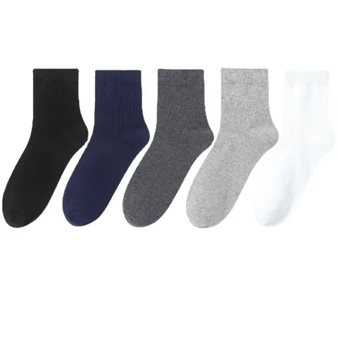 Combo tất/vớ nam cao cấp đen trơn cổ cao dùng đi giày tây công sở, cao 24-27cm chất cotton thoáng khí