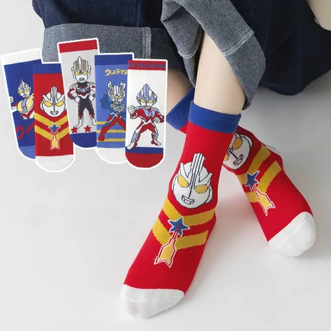 [Sịn dày ấm] Sét 5 đôi tất trẻ em cổ cao cotton Siêu nhân Điện Quang