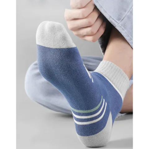 Combo 5 đôi tất cổ trung nam Tất chất liệu cotton dệt kín mỏng mịn thoáng chân