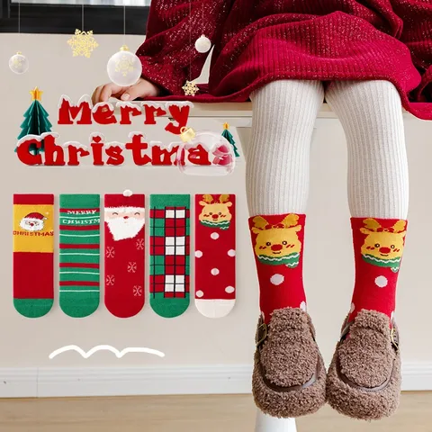 [Sịn dày ấm] Sét 5 đôi Tất/Vớ ông già Noel cho bé trai/gái