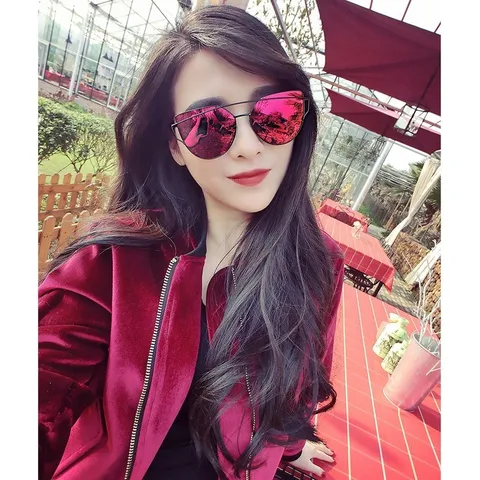 Kính mát nữ kính râm thời trang vàng cam gọng kim loại nhẹ nhàng basic chống nắng chống bụi - MS70