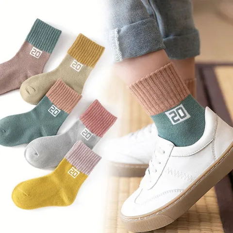 Sét 5 đôi tất trẻ em dạng lưới cho bé gái bé trai hàn quốc dày dặn giữ ấm chân mùa thu đông